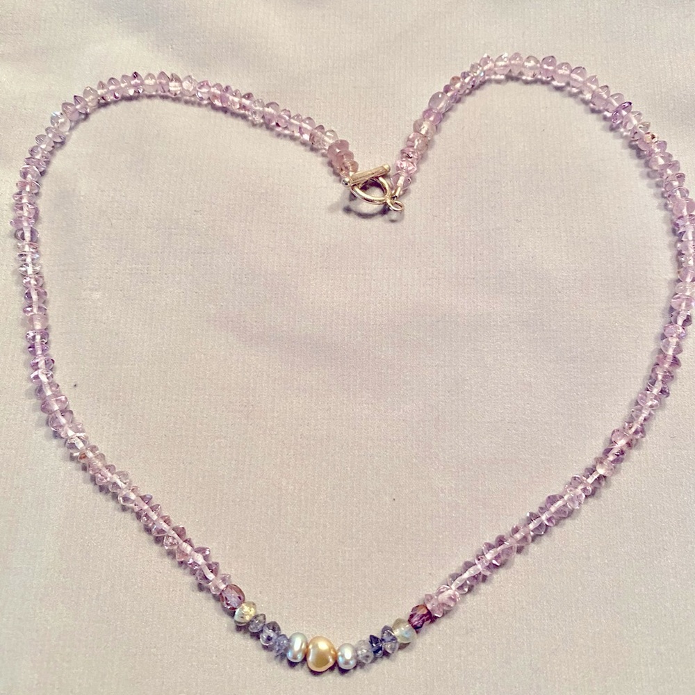 Amethyst iolite and pearl necklace.